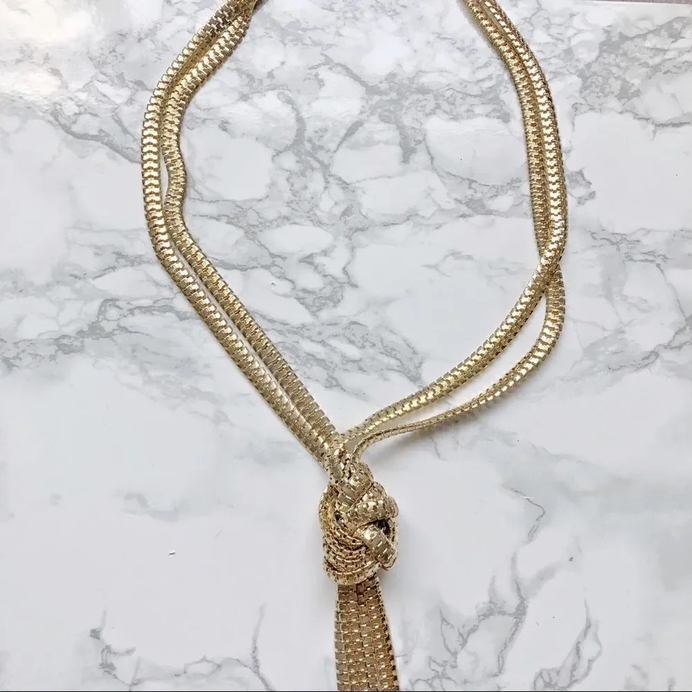 2/$30 HOST PICK!!!Gold Knot Long Chain Necklace